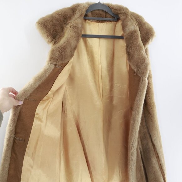 Tissavel Faux Fur Vest Coat Women XL Brown Old Money Holiday Retro Event Vintage - Picture 6 of 13